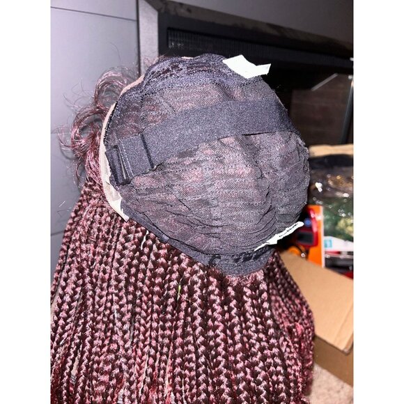 NEW 24” Braided Boho Lace Wig with Curls-burgundy and black - Picture 4 of 8